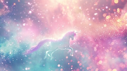 Obraz na płótnie Canvas Rainbow unicorn background. Pastel glitter pink fantasy galaxy. kawaii abstract