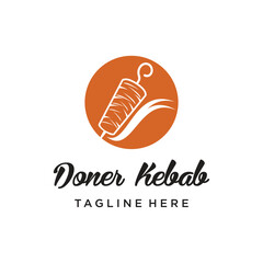 Doner kebab logo design with creative unique Premium Vector