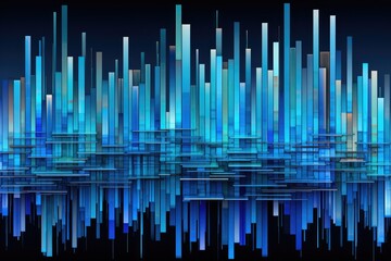 A captivating abstract background featuring intersecting blue and black lines, perfect for modern art designs or as a wallpaper, Collage art of various stock market graphs, AI Generated