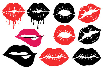 Biting Lip Bundle, Red female lips, Vector Lip Biting design, Red LIp Biting, Lips Clip Art, Kiss, Lips shirt, Red Lips, Woman lip expressed Silhouette