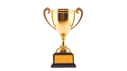 Gold trophy cup on transparent background