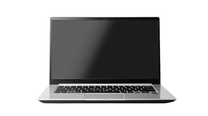blank black screen laptop on transparent background
