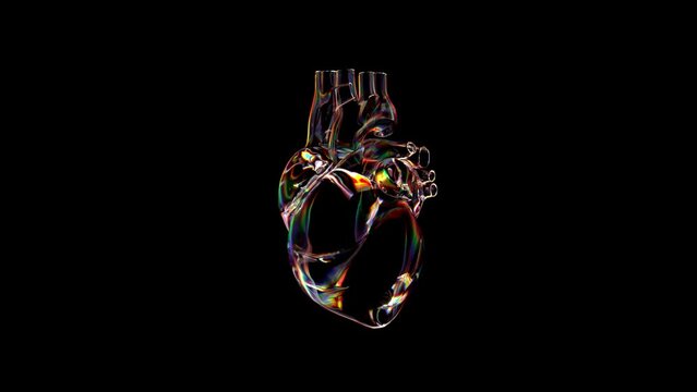 looped 3d animation. The heartbeat of a glass human heart