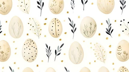 Foto op Canvas Seamless Background of painted Easter Eggs in ivory Watercolors. Easter Wallpaper © drdigitaldesign