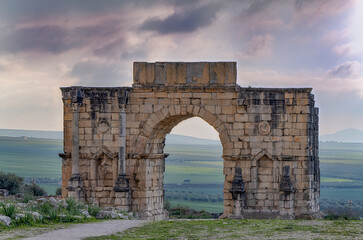 Volubilis, Morocco - touristic attraction and a Roman archaeological site situated near Meknes.