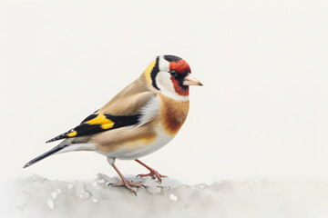 close up of Goldfinch white background - Generative AI