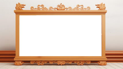 Chinese Mockup wood frame photo. Chinese dragon. Vertical boarder Mock-up. Empty board photo frame. Ai generated. Colorful PNG illustration