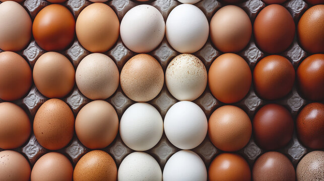 Eggs in Carton container of different Hues and Textures