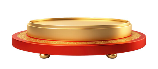 Golden podium for Chinese new year isolated on transparent background.