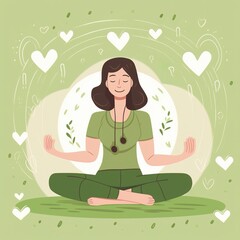 Calm woman meditating in nature