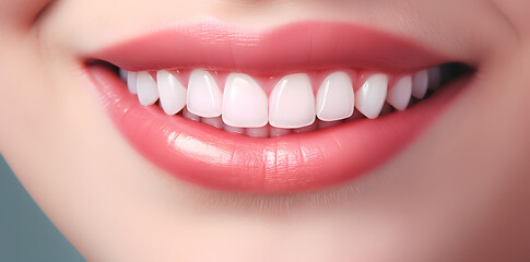 Closeup, female smile with white teeth