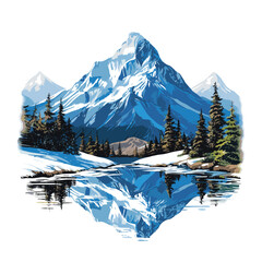 winter mountain landscape icon - obrazy, fototapety, plakaty
