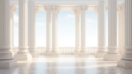Deurstickers 3D illustration of classic marble stone columns forming a majestic colonnade. © pvl0707