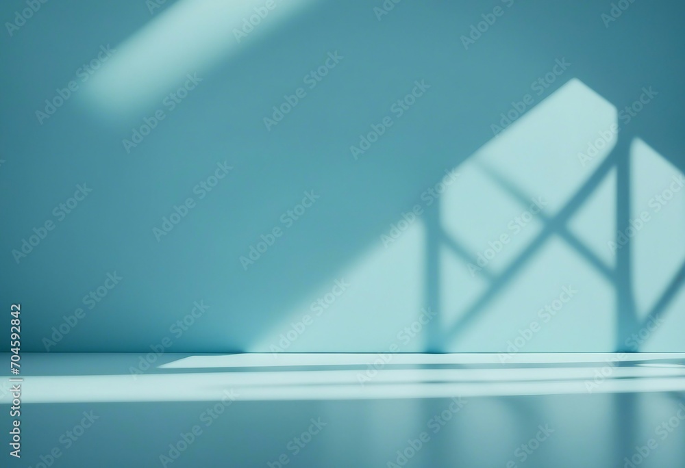 Aufkleber minimal abstract light blue background for product presentation shadow and light from windows