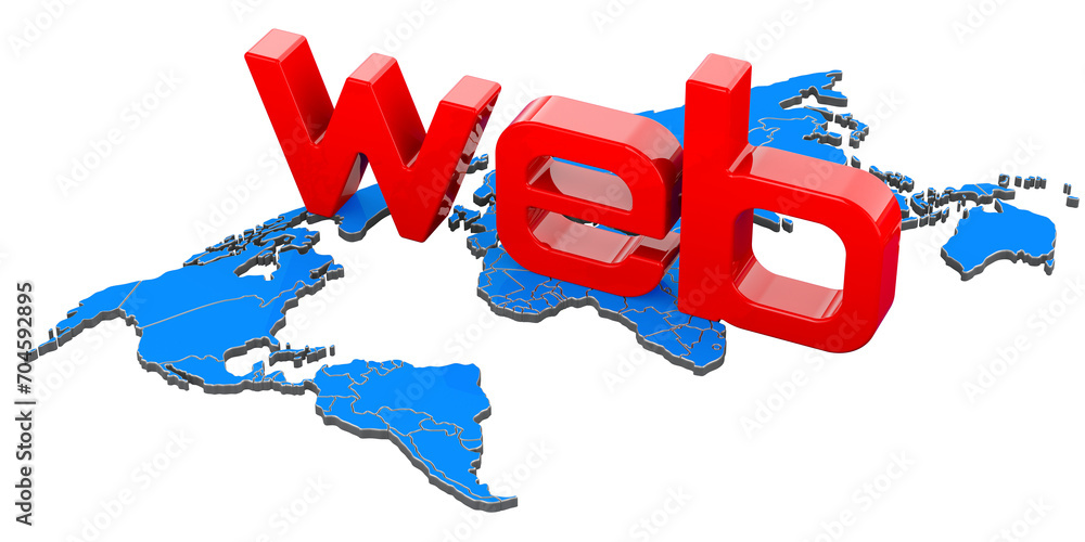 Poster web, concept with earth map. 3d rendering isolated on transparent background