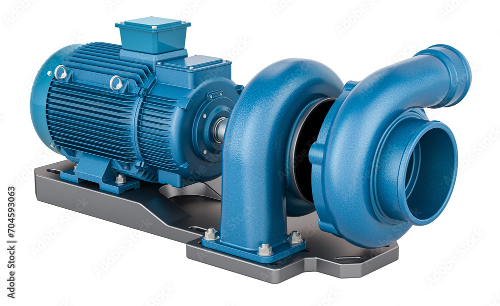 Poster horizontal mixed-flow pump, 3d rendering isolated on transparent background