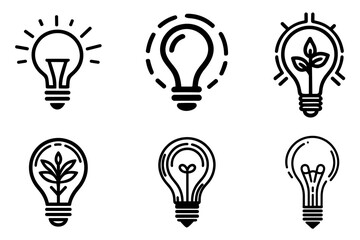 Set of idea bulbs, bright lamp for innovation, creative, inspiration symbol. problem solving or solution vector illustration. - obrazy, fototapety, plakaty