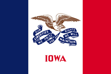 The official current flag of Iowa State USA. State flag of Iowa. Illustration.