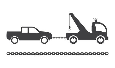 Naklejka premium evacuator service with pick up car on chain