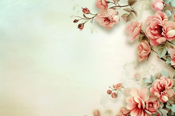 Elegant floral border on a soft pastel background