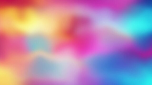 Abstract Smooth Animated Blurred Gradient Background of Bright and Beautiful colors, blue, pink, light blue, yellow. Colorful Mirage: Fluid Animated Gradient Canvas. 4K