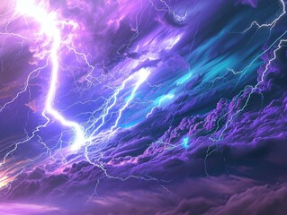 Sci-Fi Odyssey: Distorted Neon Lightning Dreamscape