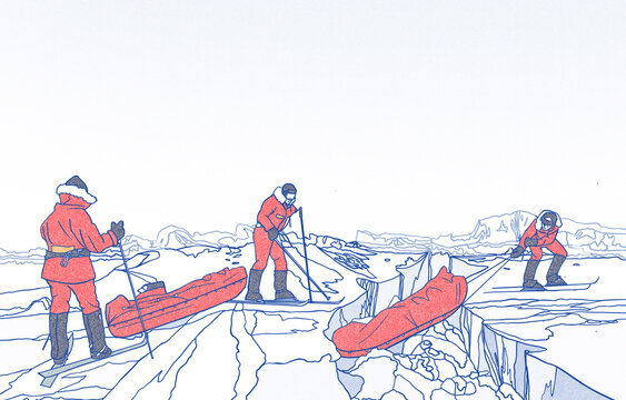 Skieurs sur la banquise