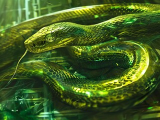 Obraz premium Abstract Ophidian: Futuristic Sci-Fi Snake Artistry