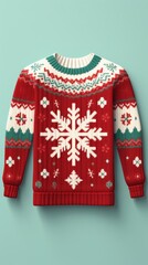 A Festive Red and White Sweater with Snowflakes
