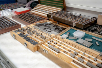 Gauge blocks for checking the accuracy of measuring instruments, setting up machines, marking work and performing other operations.