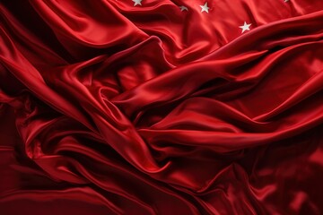 Obraz premium Red silk fabric with white stars