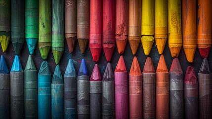 Crayons on a Charcoal Background