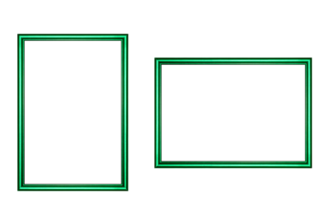 Classic green photo frame on isolated transparent background