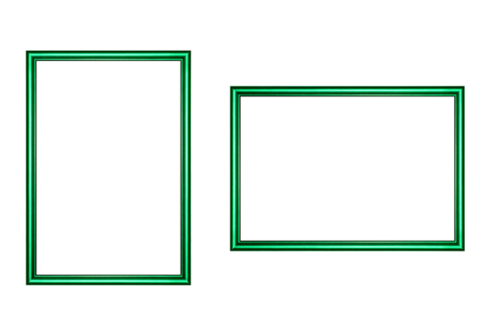 Classic green photo frame on isolated transparent background