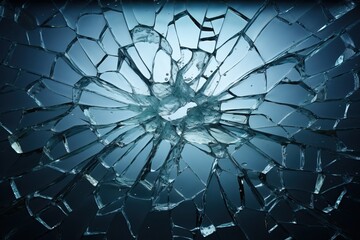 Broken glass. blue is a beautiful background. an illustration with 3D rendering.