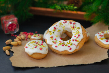 Christmas baking, cookies with icing