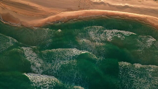 Chilling waves at the beach - aerial view