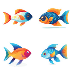 Fototapeta premium set of fish icons 
