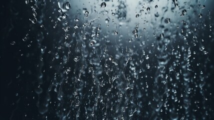 Rain drops on a window in the dark