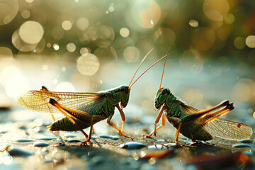 green grasshopper on the ground