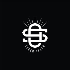 Obraz premium O S OS SO minimalist art monogram shape logo, white color on black background