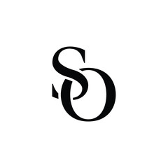 O S OS SO minimalist art monogram shape logo, white color on black background
