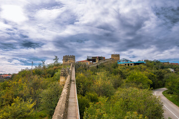 Sighnaghi ( Signagi ) town wall in Georgia. Part of the Great wall with fortified tower fortress historical town Signagi, Kakheti.