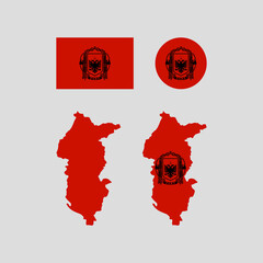 Albania 1939 national flag and map vectors set....