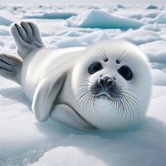 Seal pup in winter. Generative AI