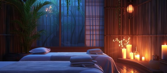 Candlelit spa massage environment