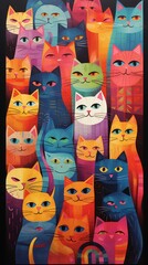 Obraz premium A Vibrant Collection of Colorful Cats