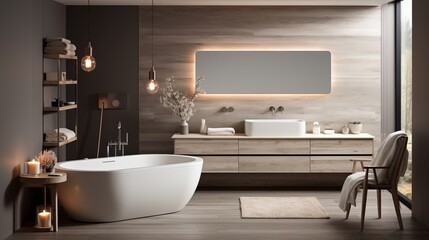 Fototapeta na wymiar Bathroom interior design with natural materials