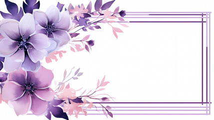 Obraz premium Floral frame with watercolor flowers, decorative flower background pattern, watercolor floral border background