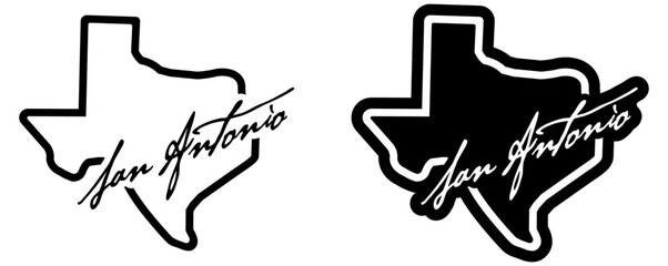 San Antonio, Texas State Logo: Minimalist Typography  Accent .